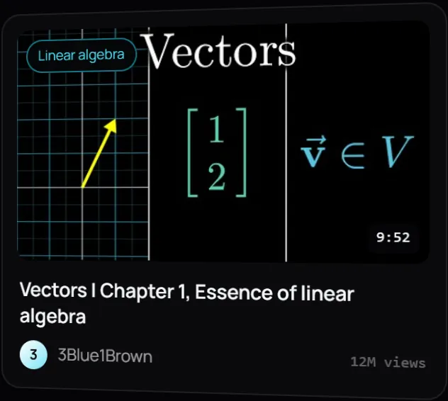 Vectors, Essence of linear algebra — 3Blue1Brown